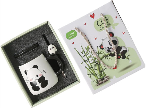 パンダ柄マグカップ ティースプーン・フタ付き